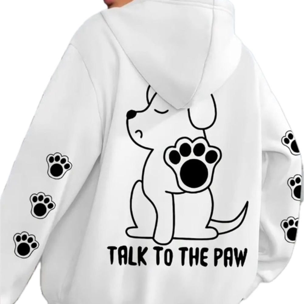 Dog Hoodie with Black Dog and Paw Print Dog Lover - Picture 11 of 11